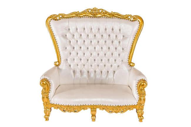 Elegant white and gold ornate chair