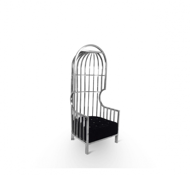 Unique metal chair with high back
