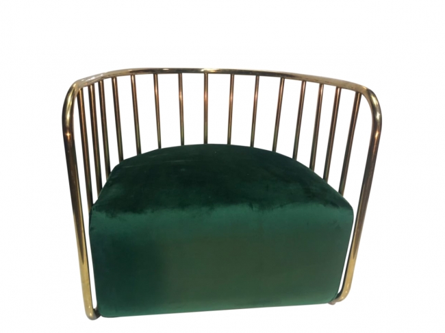 Modern green and gold accent chair.