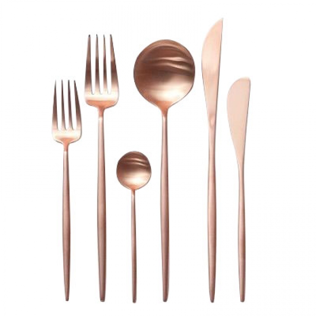 Stylish flatware including forks, spoons, knives