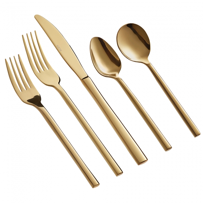 Elegant gold forks, knife, and spoons
