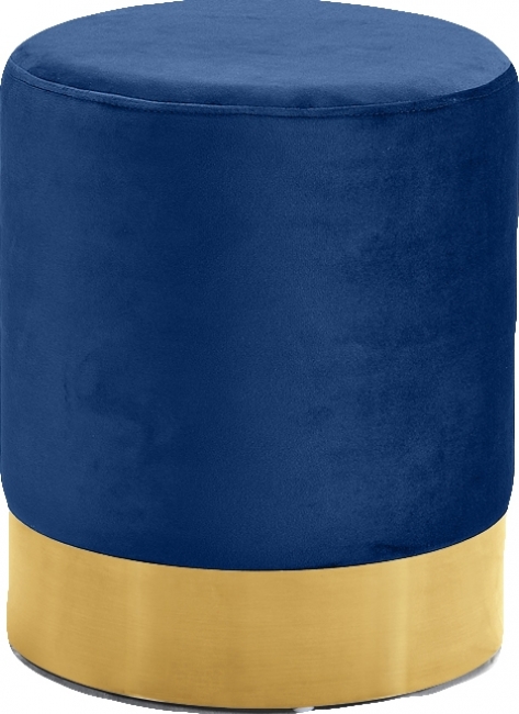 Blue velvet ottoman with gold base