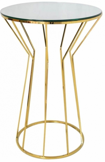 Modern glass table with gold metal legs