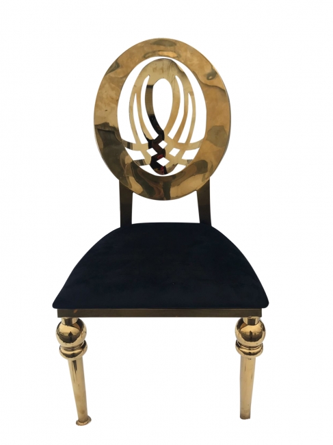 Golden chair with black cushion