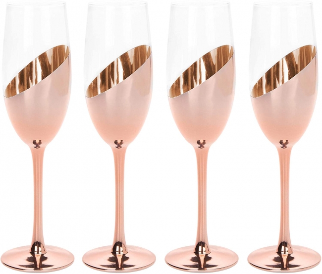 Elegant rose gold champagne flutes set