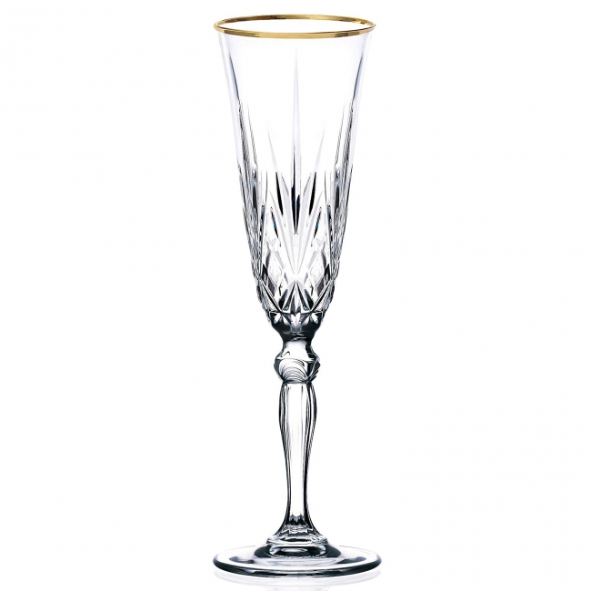 Crystal champagne flute with gold rim