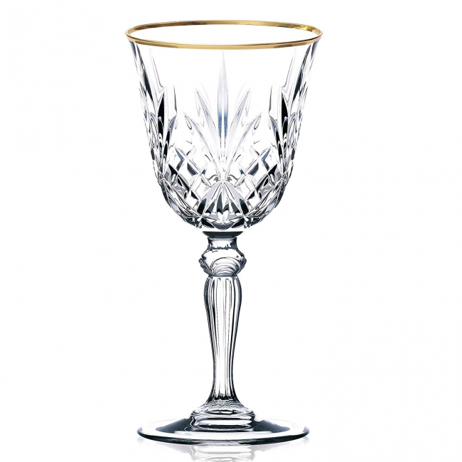 Decorative crystal goblet on white background