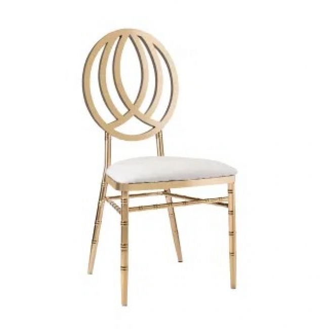 Stylish chair featuring gold circular design