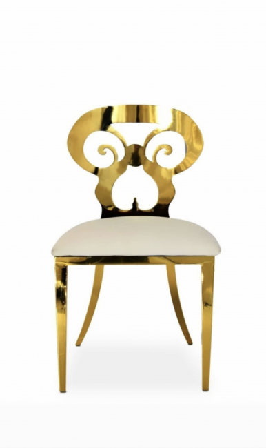 Elegant gold chair with white cushion