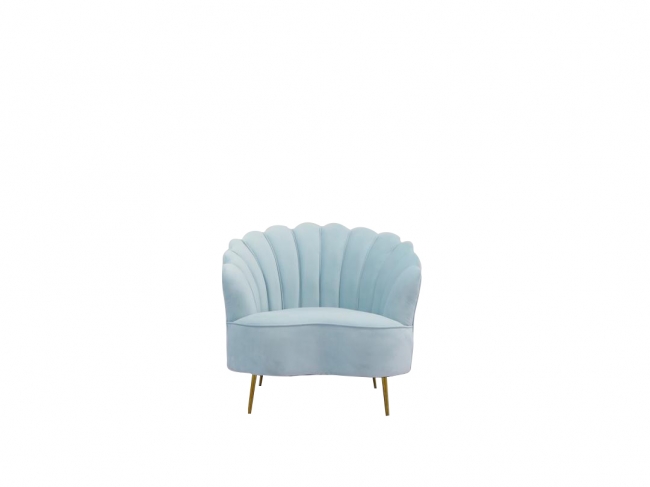 Blue scalloped chair with gold legs