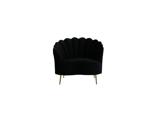 Modern scalloped back chair in black velvet