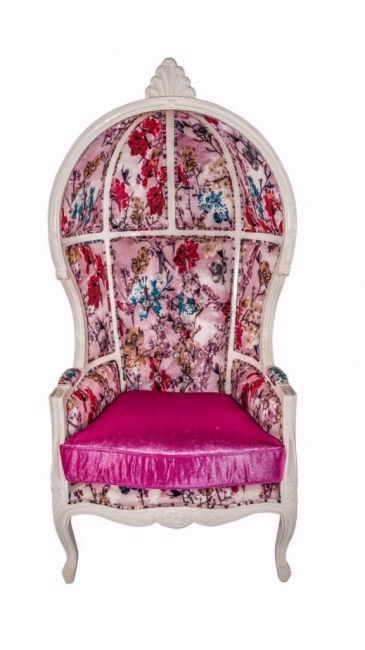 Floral upholstered vintage dome chair