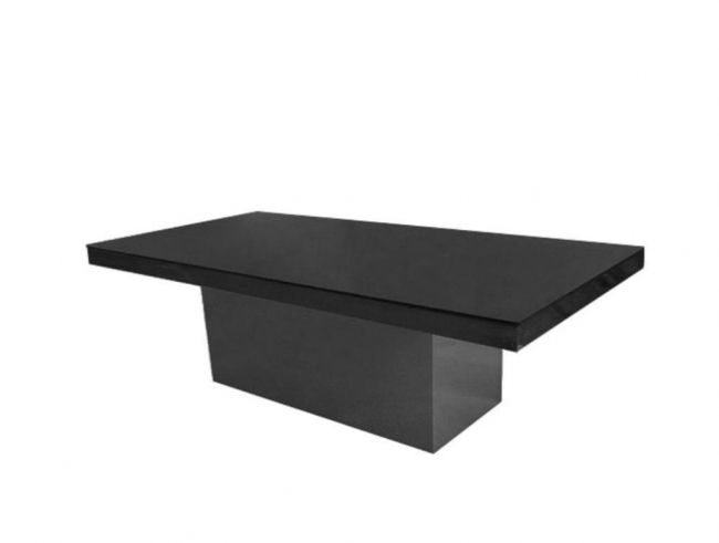 Sleek black table with pedestal base