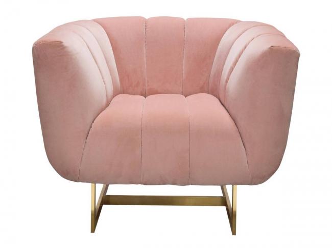Elegant pink velvet lounge chair