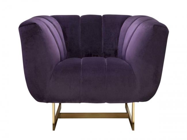 Purple velvet armchair with gold legs