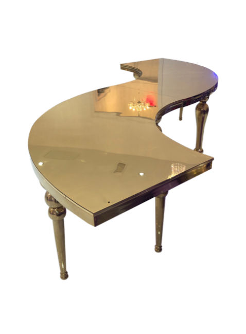 Stylish crescent-shaped mirrored furniture piece