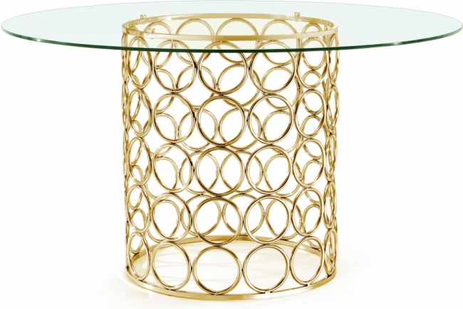 Gold circular table with glass top