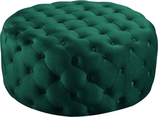 Green velvet tufted ottoman
