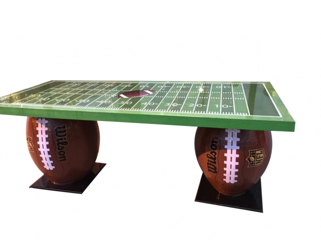 Football-themed table with field design