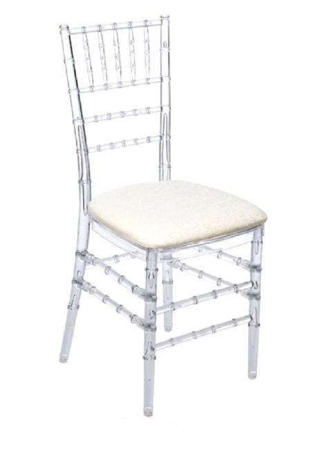 Clear acrylic chair with cushion