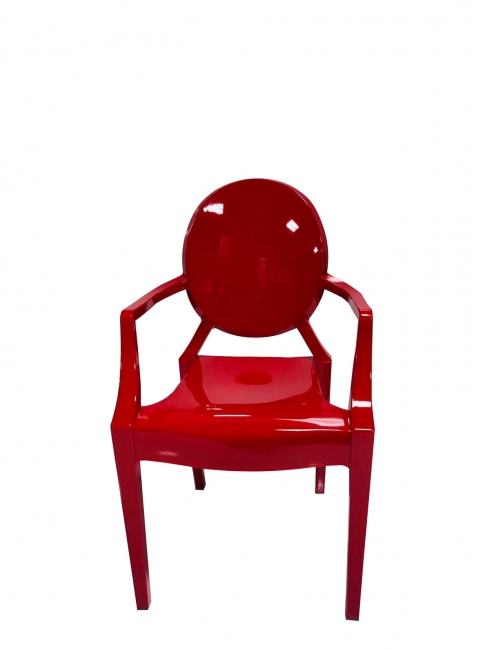 Glossy red plastic chair design