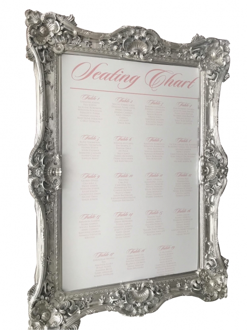 Elegant seating chart in ornate frame