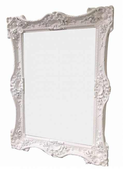 Ornate white decorative mirror frame
