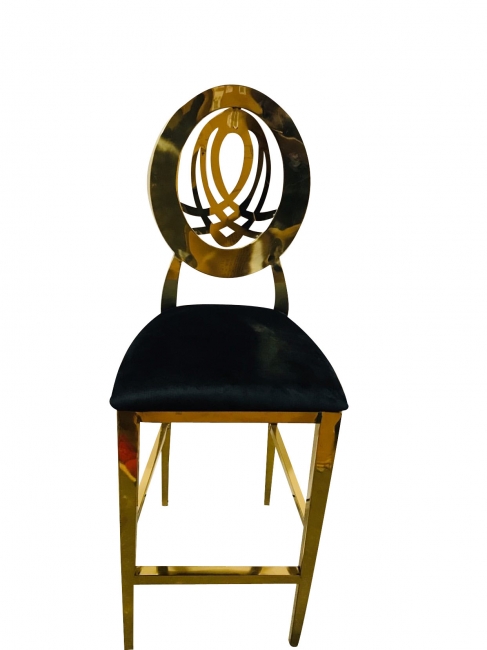 Gold chair with black cushion