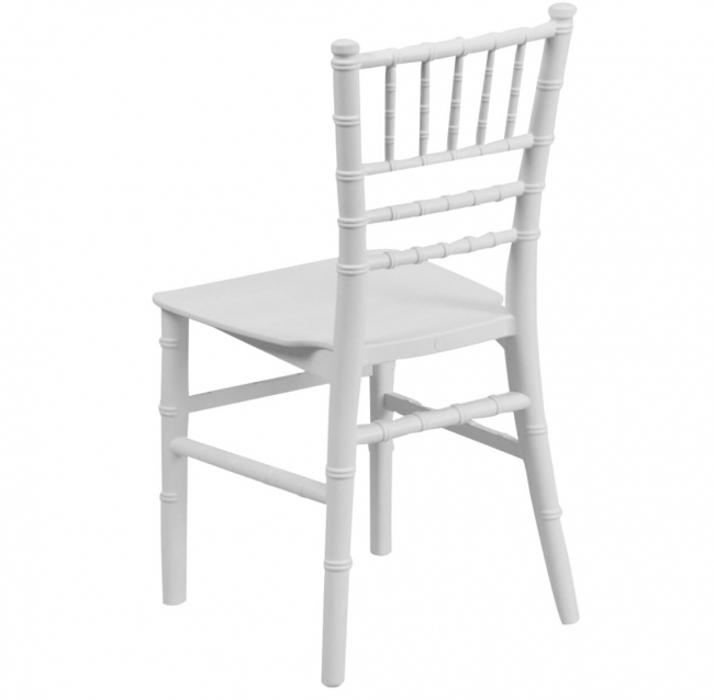 Elegant white event chair, side view