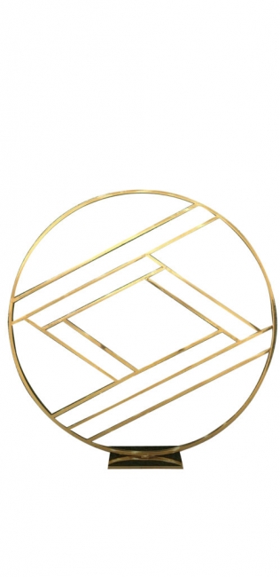 Gold geometric circle sculpture