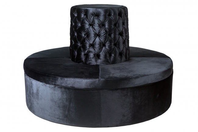 Elegant black upholstered ottoman