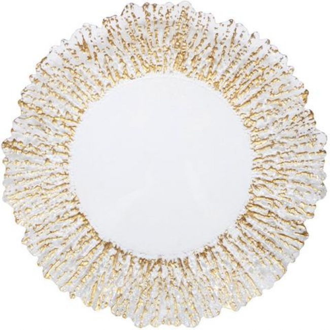 White plate with gold decorative rim