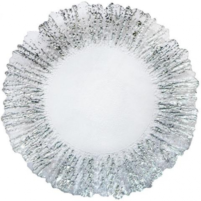 Textured glass plate with scalloped edges