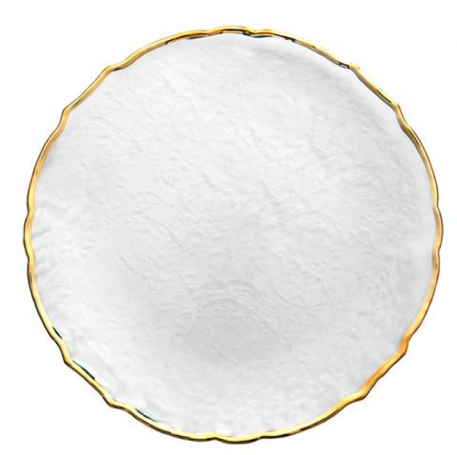Elegant white plate with gold rim