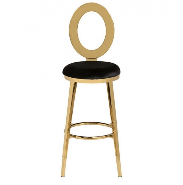 Gold bar stool with black seat