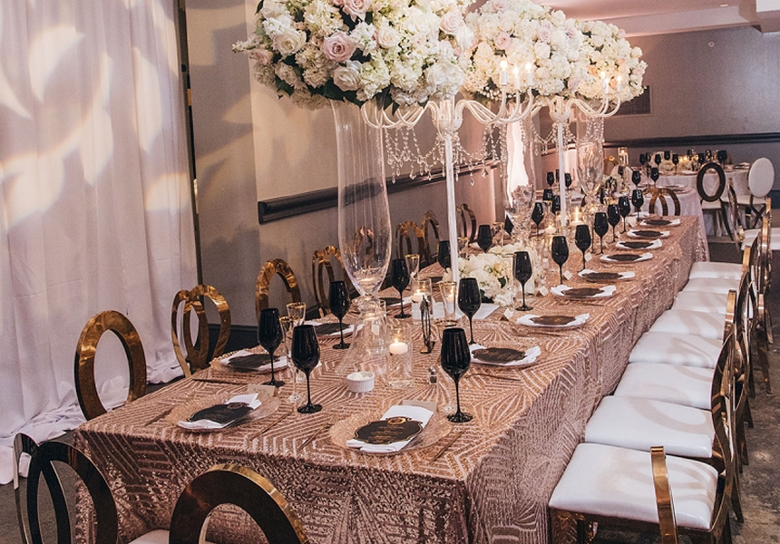 Formal banquet table with chic decor