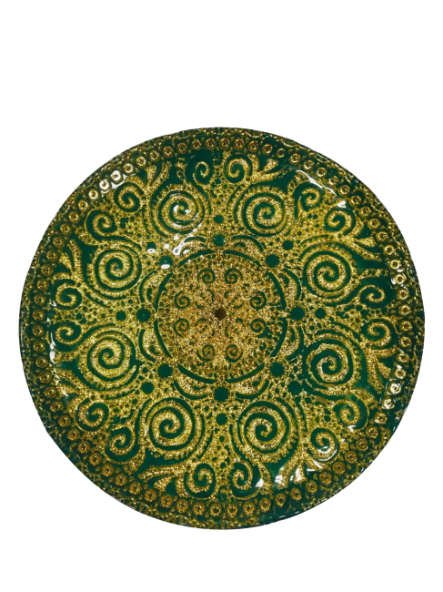 Artistic swirled design on decorative dish