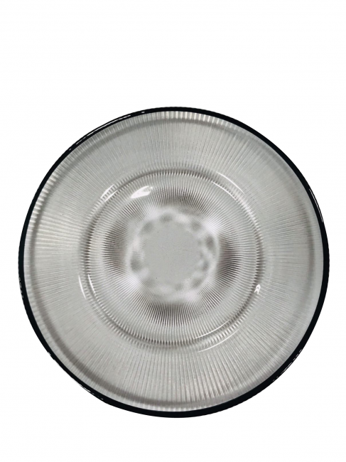 Overhead view of ribbed glass light cover