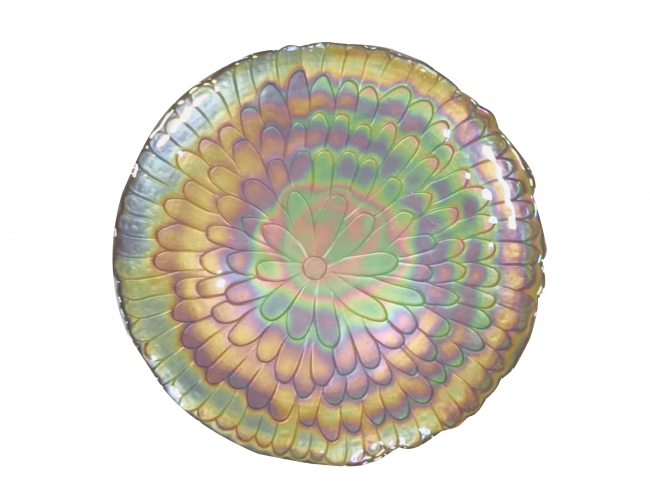 Colorful iridescent glass plate design