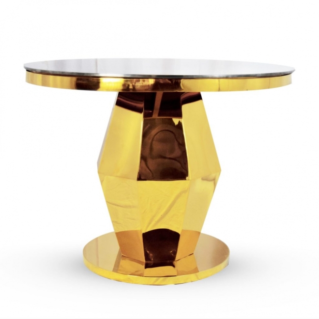 Gold geometric table with round top