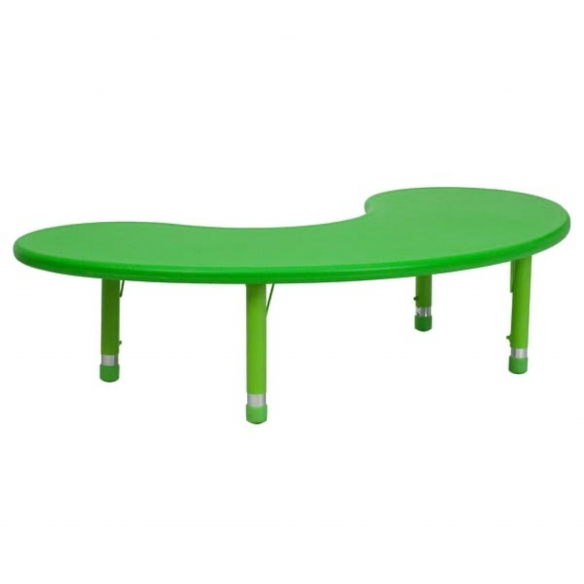 Green classroom table with unique shape