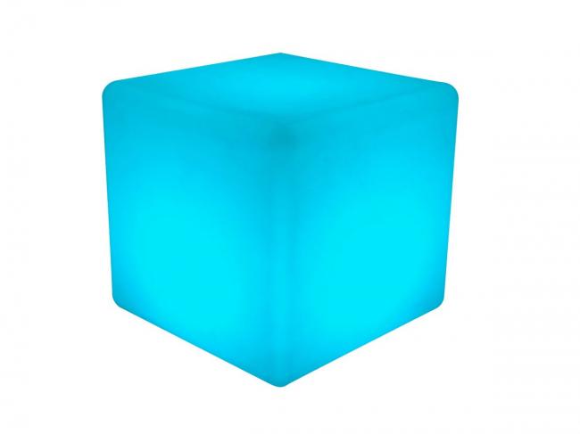 Bright blue cube with soft lighting