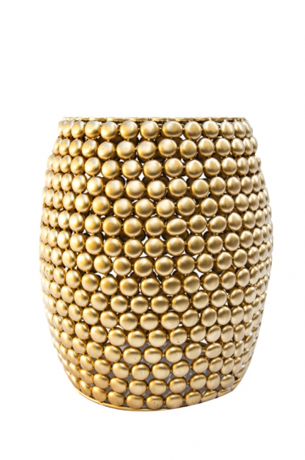 Gold textured vase with round pattern