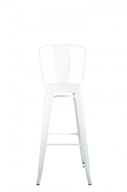 White metal bar stool on white background.
