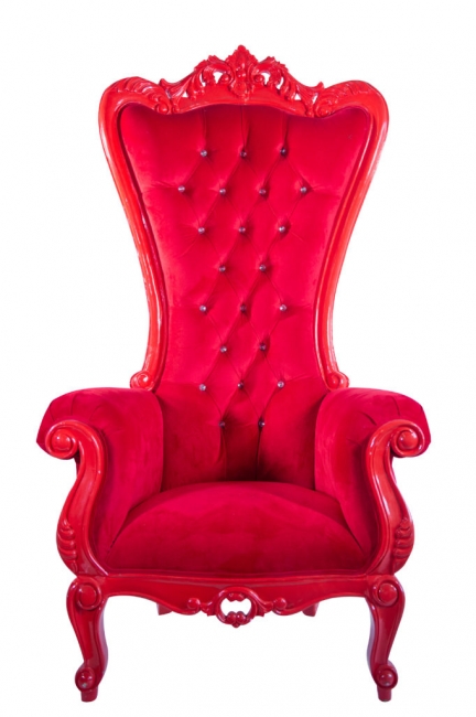 Elegant red velvet throne chair
