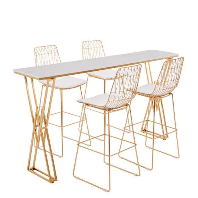 Sleek gold bar table set