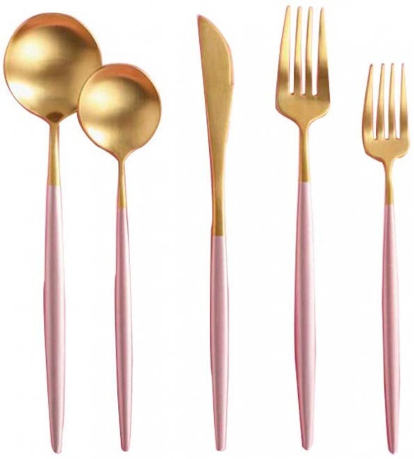 Elegant gold and pink utensils