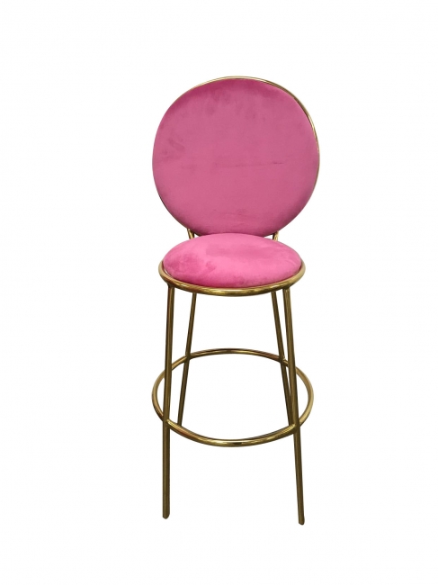 Modern bar stool with pink cushion
