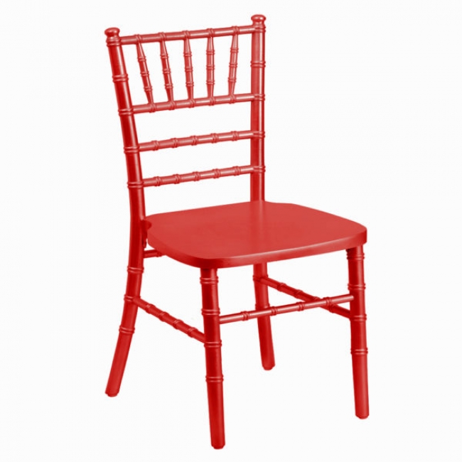Red wooden chair with a slatted backrest