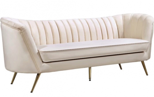 Stylish mid-century modern cream couch
